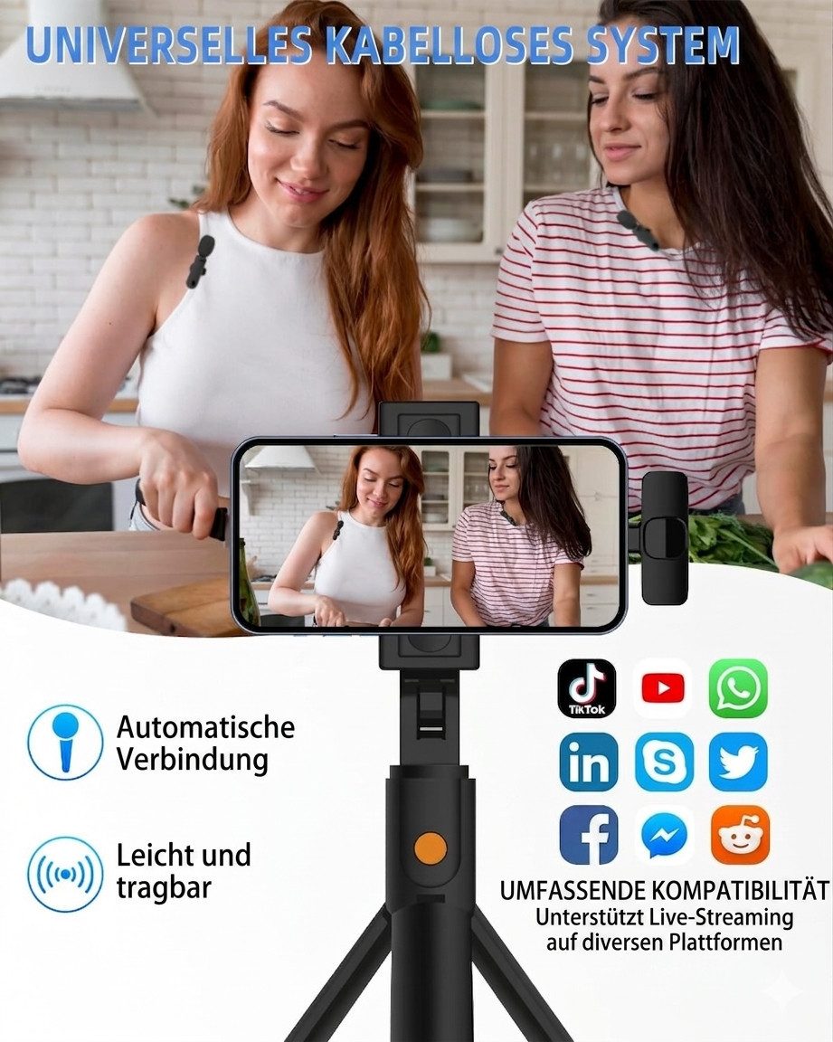 DayDup Mikrofon Kabelloses Lavaliermikrofon mit USB C und Lightning Adapter Set (Kabelloses Smartphone Mikrofon Set für Video und Live Streaming), Kabelloses La – Bild 5 von 5