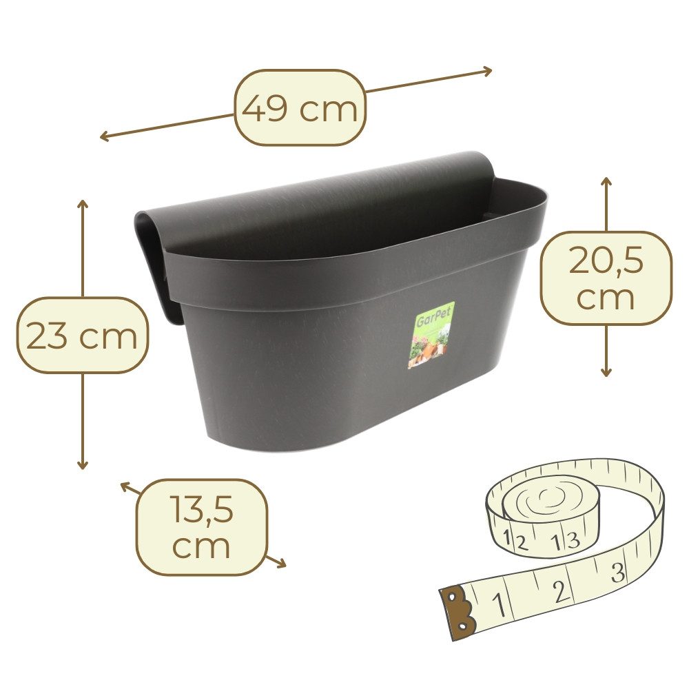 GarPet Balkonkasten 4er Set Geländerkasten Balkon mit Wasserspeicher Balkontopf Anthrazit