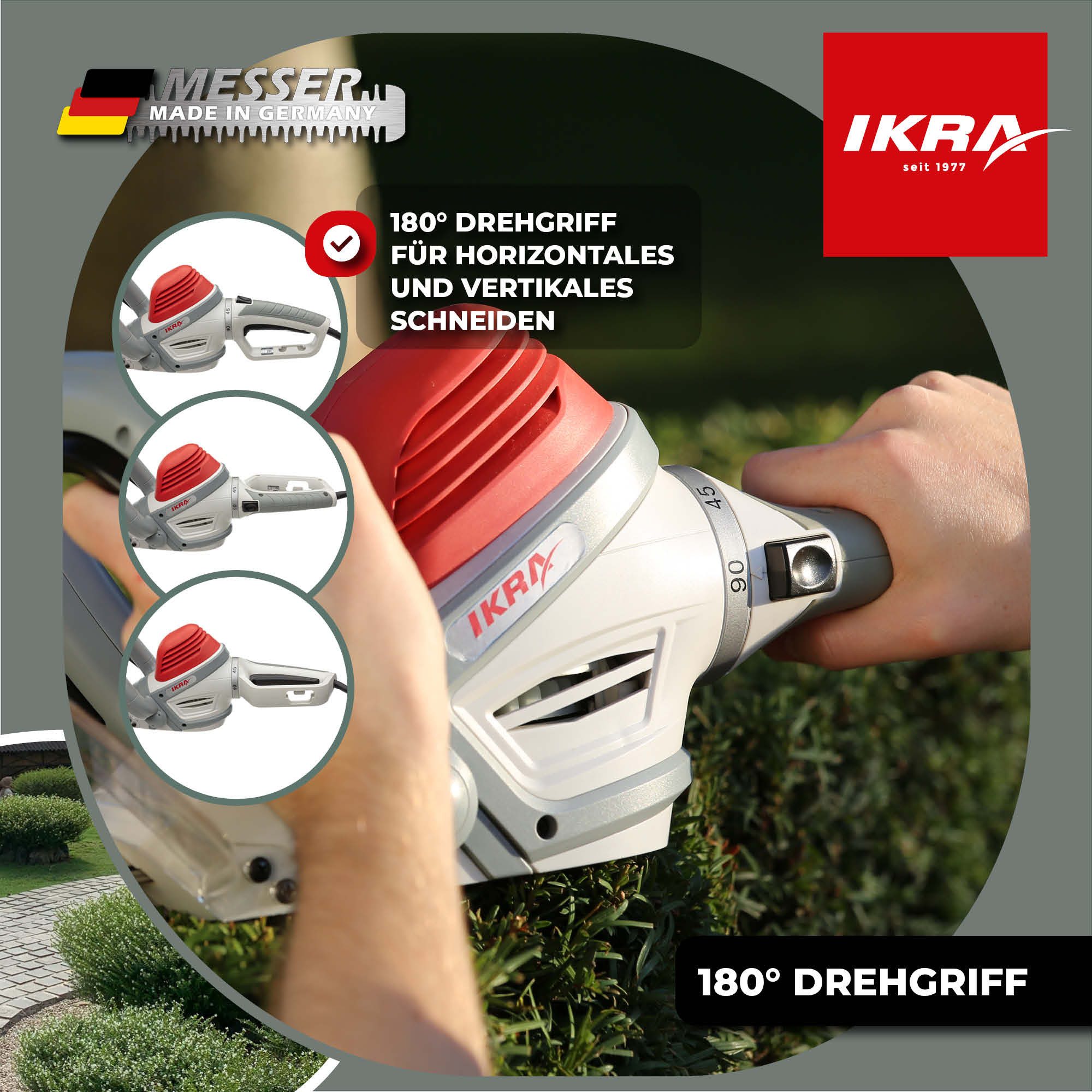 ikra GmbH Elektro-Heckenschere IHS 650, (mit Pflegespray), 55 cm Schnittlänge, 22 mm Schnittstärke, inkl. Pflegespray – Bild 3 von 5