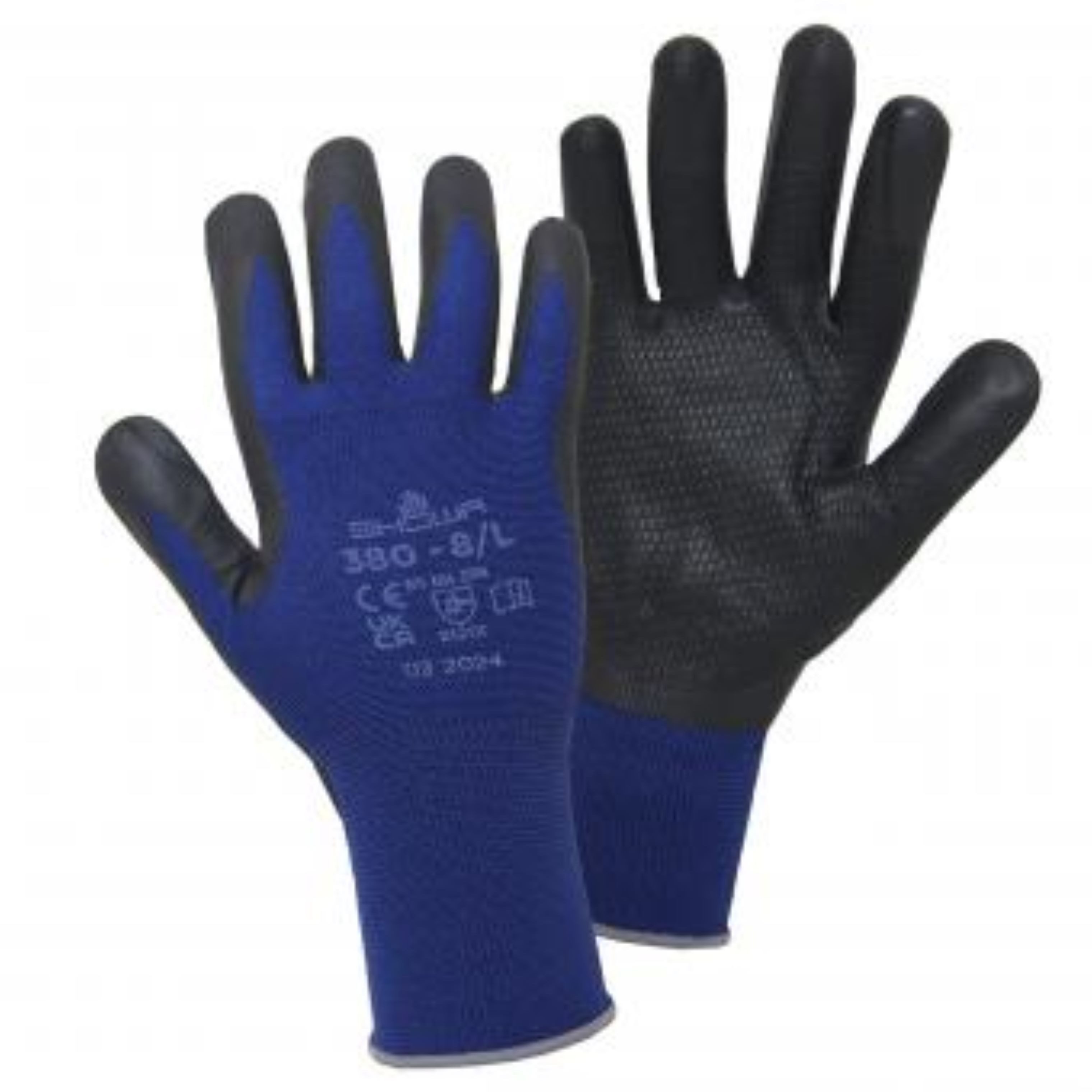 Leipold + Döhle Arbeitshandschuhe 5 Paar SHOWA 380 Feinstrickhandschuh Nitril für Montage & Logistik Genoppte & geschäumte Nitril-Beschichtung