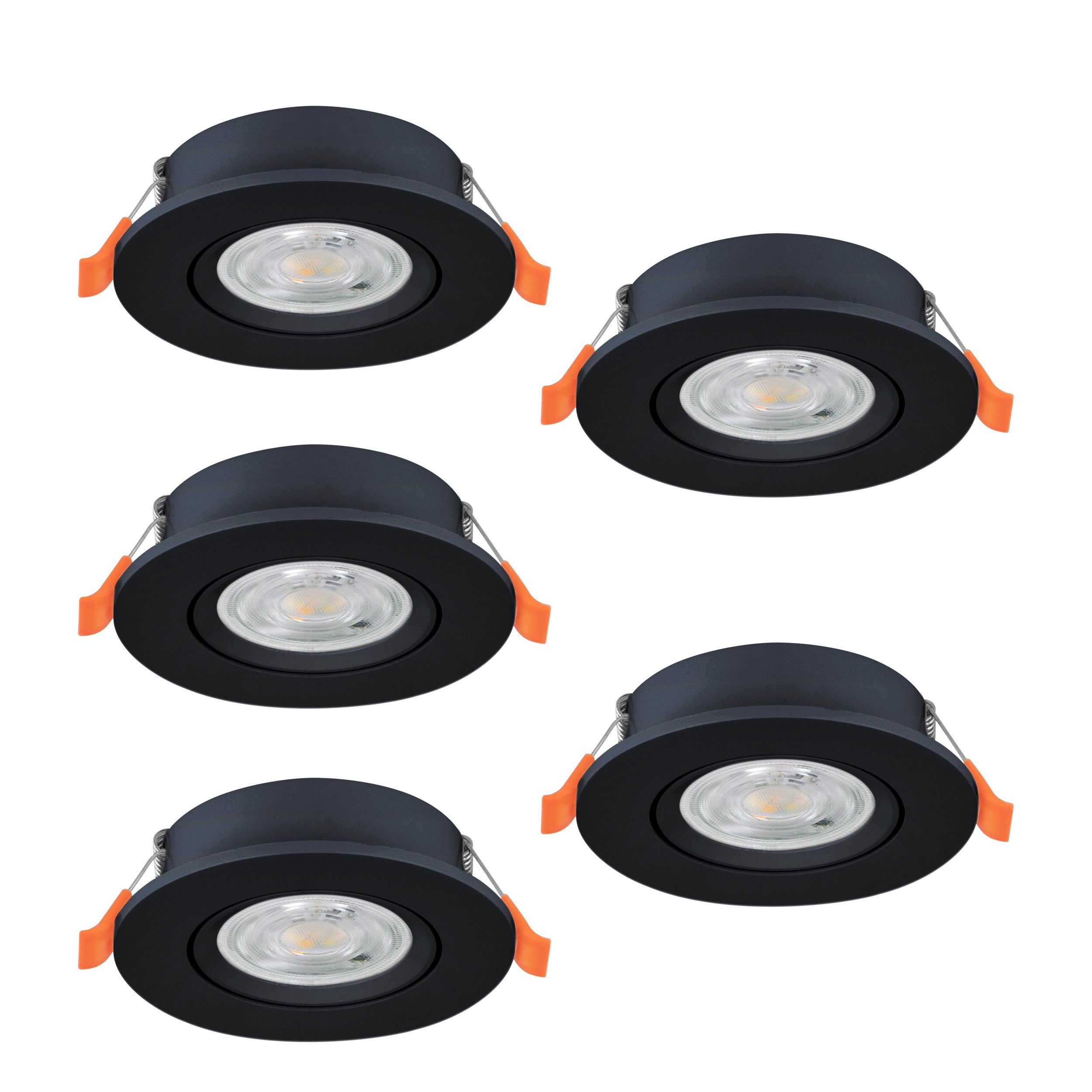 EGLO LED Einbauleuchte Barranco, Leuchtmittel inklusive, 5er Set LED Einbaustrahler, Deckenspots, Deckenstrahler, GU10, ∅ 9 cm