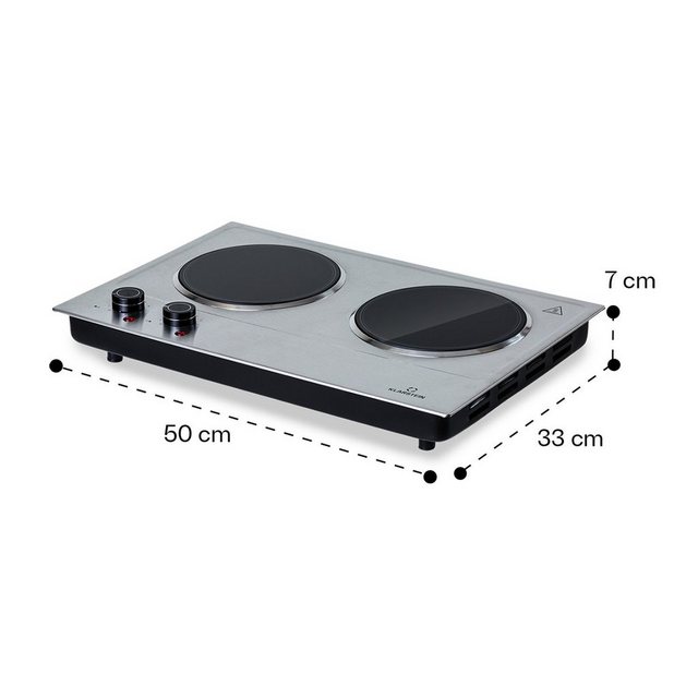 Klarstein Induktions-Kochfeld Ramsey Doppel-Kochfeld 2400W 11 Leistungsstufen Glaskeramik LC4-Ramsey-SLV, Kochfeld 2 Zonen Glaskeramik Elektrokochfeld