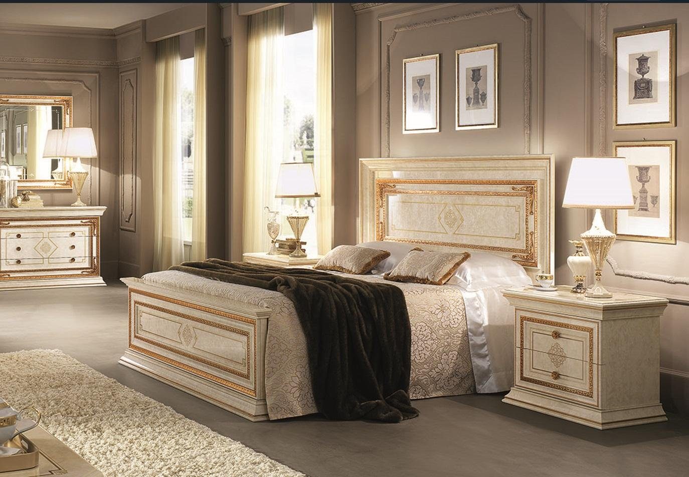 JVmoebel Bett Bett Polster Design Luxus Doppel Hotel Betten Holz Schlaf Zimmer