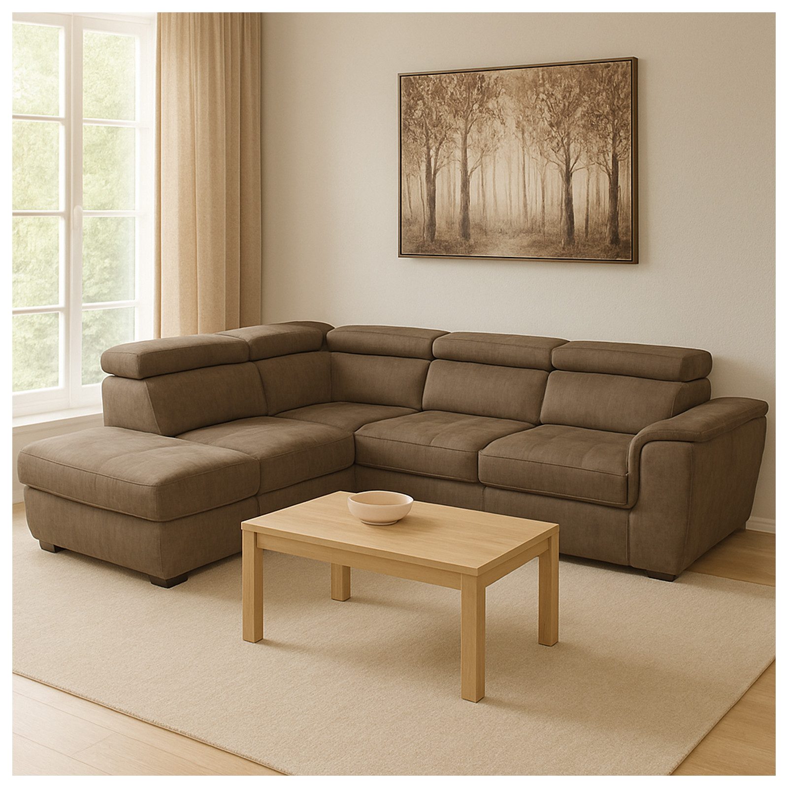 HTI-Living Polsterecke Couch Sandy mit Ottomane links Braun, Stück 1 Teile, Polsterecke mit Bettfunktion und Stauraum Sofa
