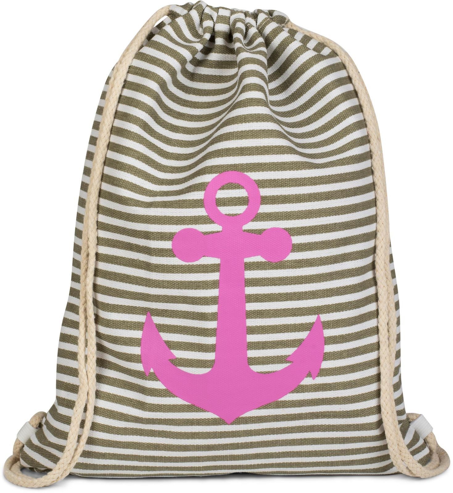 styleBREAKER Turnbeutel Turnbeutel mit Streifen und Anker Print (1-tlg)