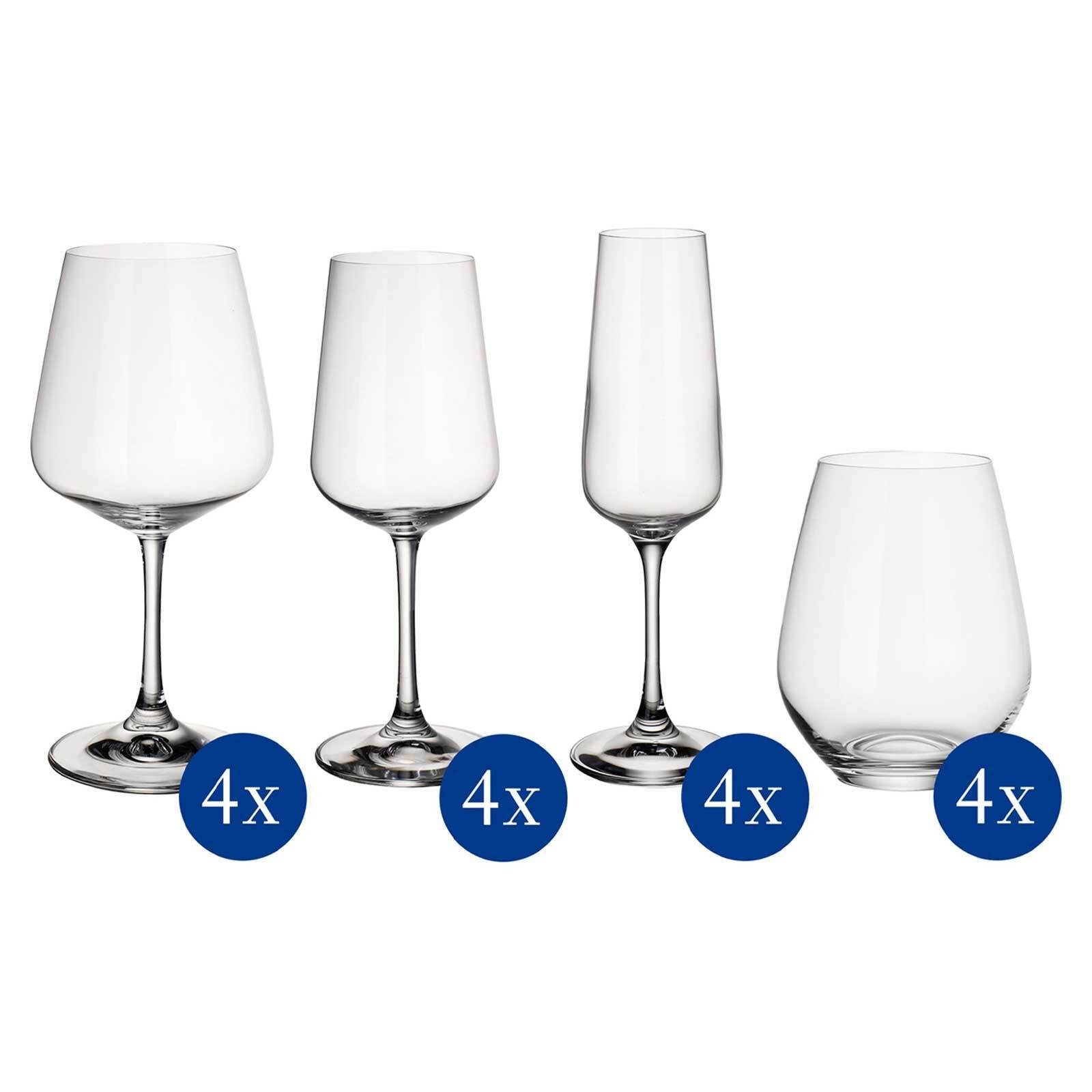 Boch Villeroy Glas Wein- und Set, Ovid Glas Sektgläser 16er &