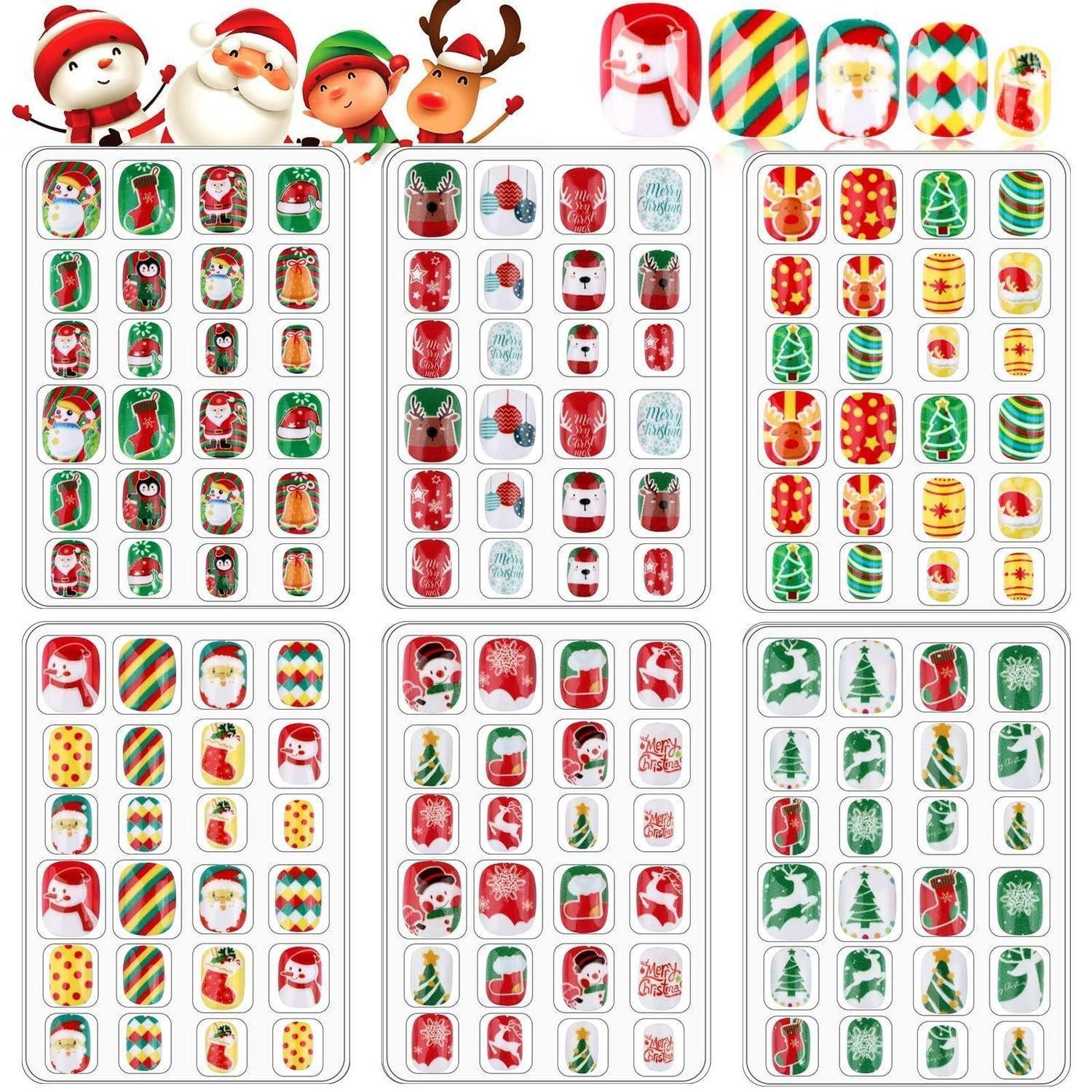 LuxusKollektion Kunstfingernägel Kinder falsche Nägel Weihnachten 6 Schachteln, 1-tlg.