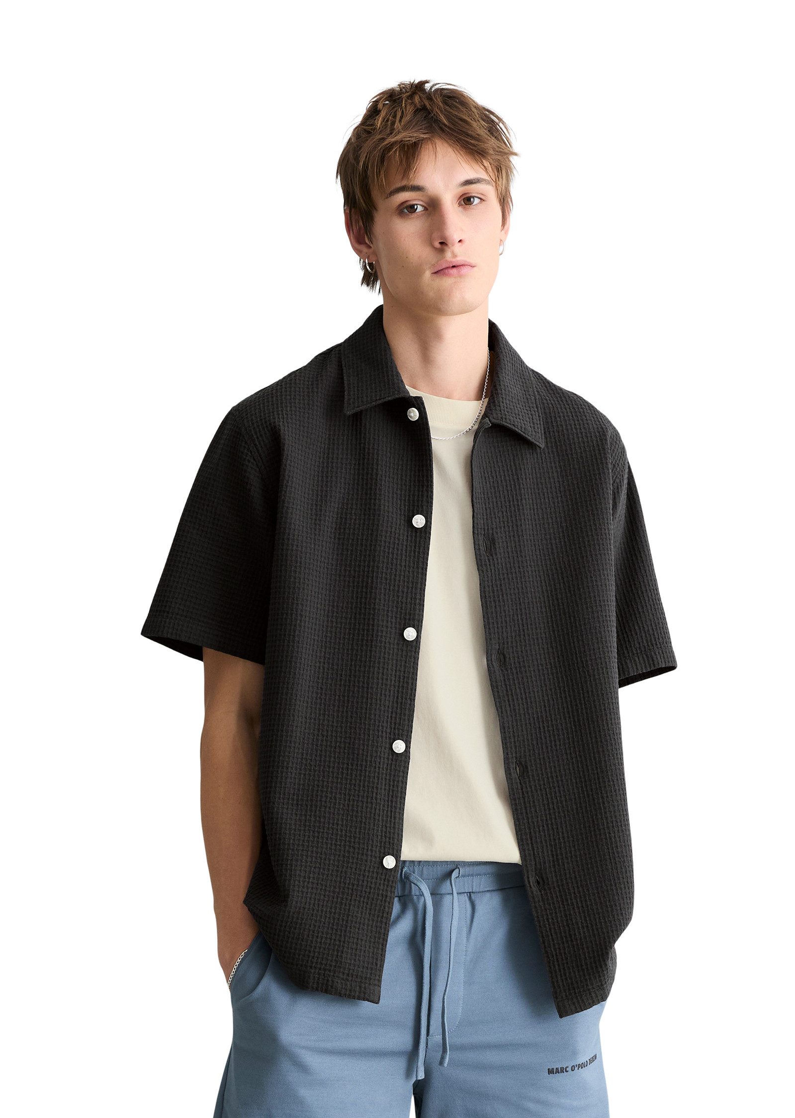 Marc O'Polo DENIM Kurzarmhemd regular mit Karo-Struktur
