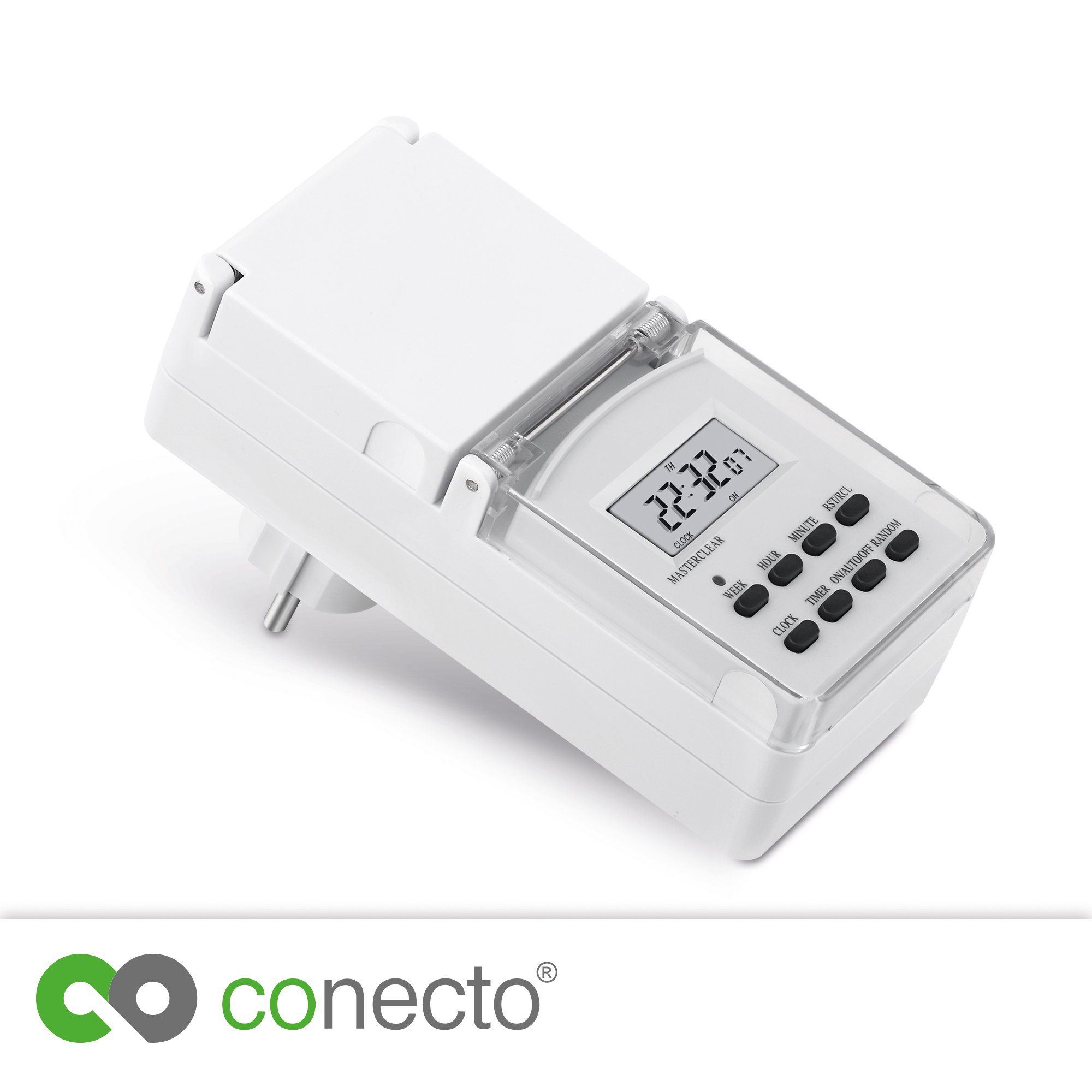 conecto Zeitschaltuhr conecto Digitale Zeitschaltuhr, IP44, 3600 Watt, weiß