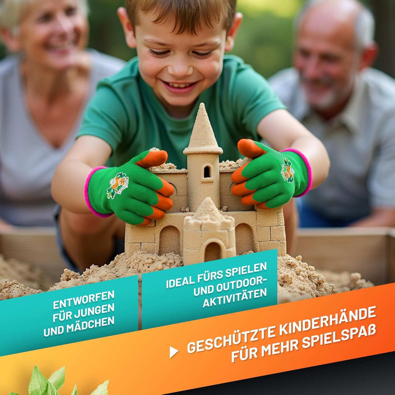 GRÜNTEK Gartenhandschuhe Kinder-Sicherheitsgartenhandschuhe, rutschfeste Latexbeschichtung (8-St., Set) bunt, geprüft und zertifiziert nach EN 420 & EN 388