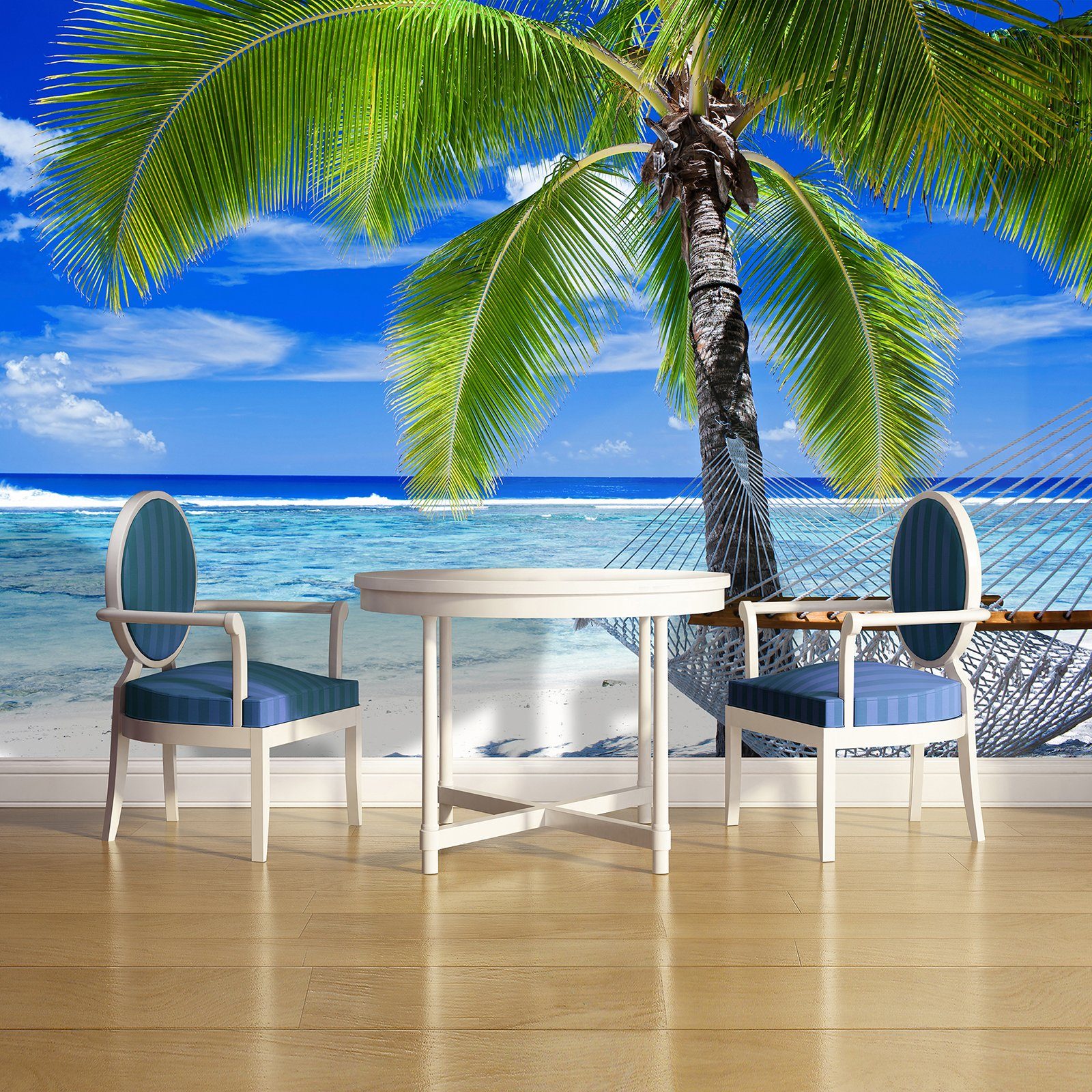 Motivtapete, Fototapete Wandtapete Tapete Palmen Vliestapete Vlies Wohnzimmer Glatt, oder Strand Kleister Vliestapete inklusive Wallarena Strand, für Natur Tropisch Schlafzimmer Meer