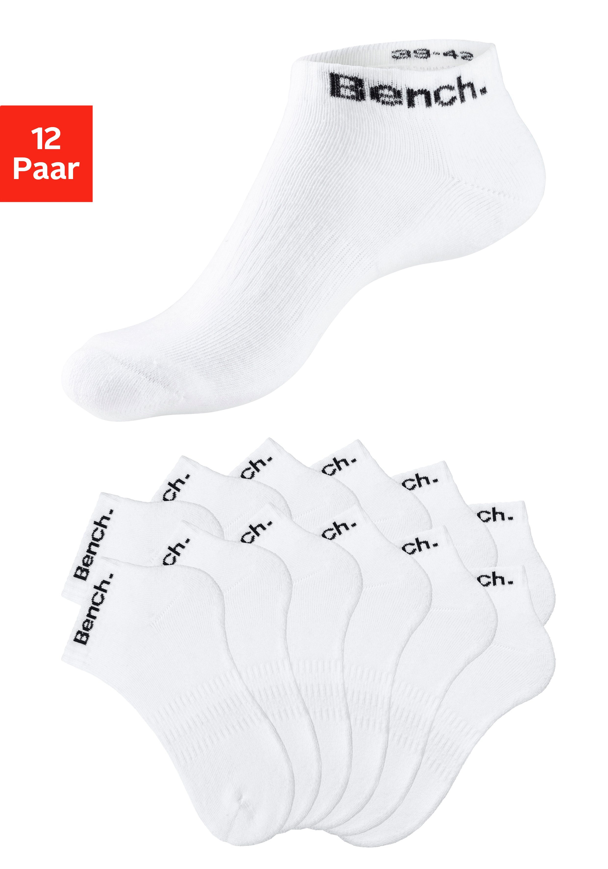 Bench. Sportsocken weiß 12x (Set, mit 12-Paar) Kurzsocken Halbfußfrottee Tennis