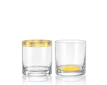 Crystalex Whiskyglas Whiskygläser Wasserglas Saftgläser Harmonics Barline Kristallgläser, Kristallglas, 6er Set, 6 unterschiedliche Modelle in ein Karton, Handbemalt, Gold