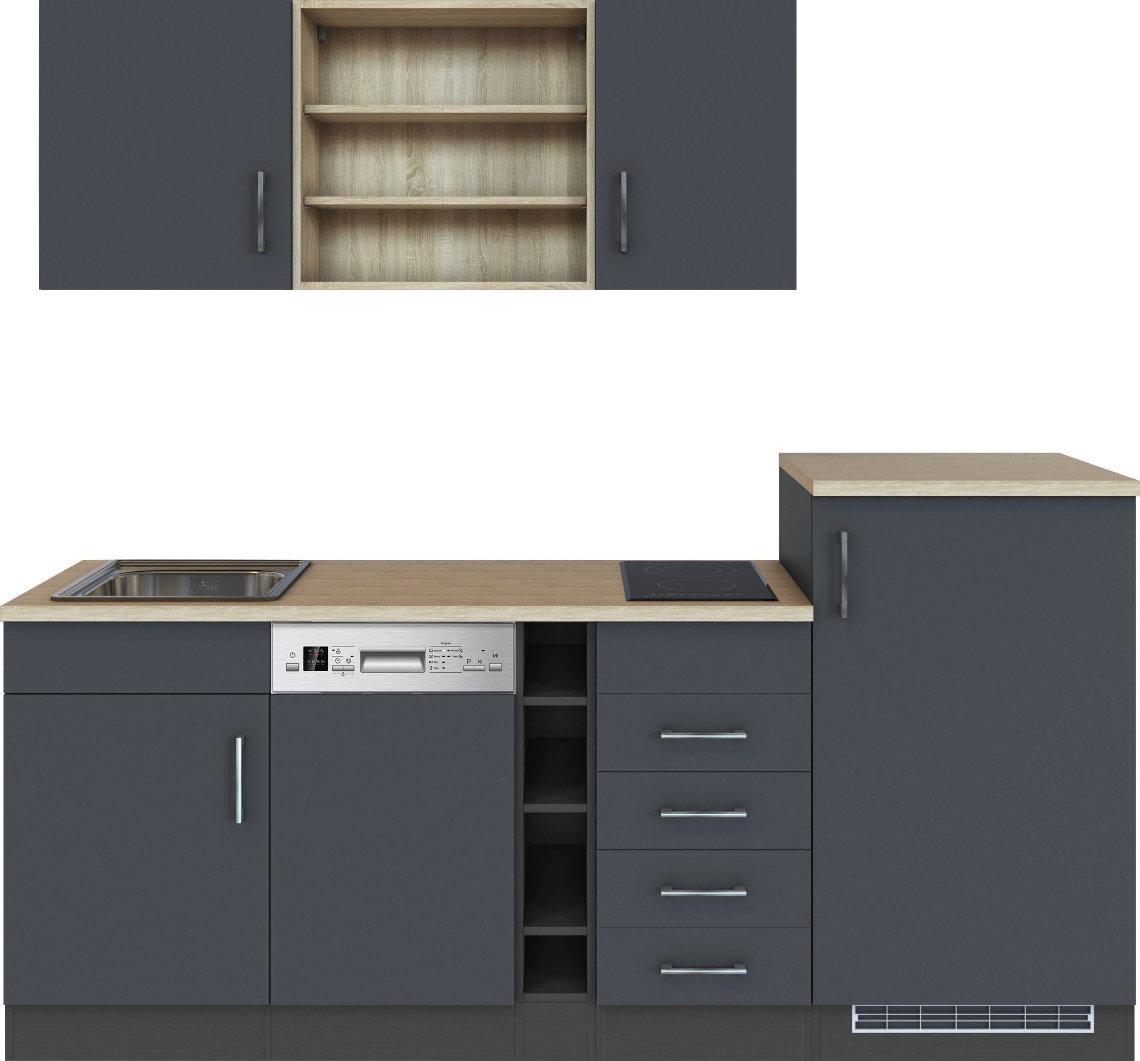 KOCHSTATION Küche KS-Mali, Breite 210 cm, mit E-Geräten