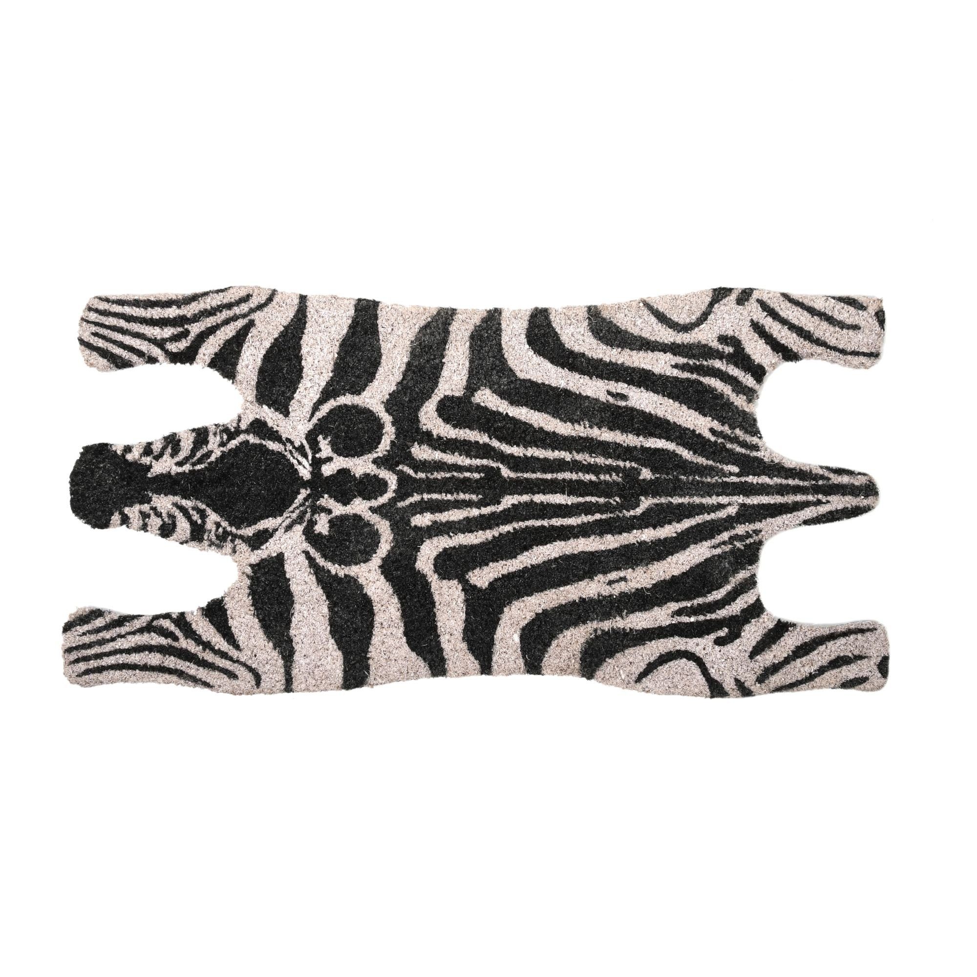 Fußmatte, Rivanto, Türmatte mit Zebra-Motiv aus Kokosfasern, L38 x B 75 cm 2 cm dick