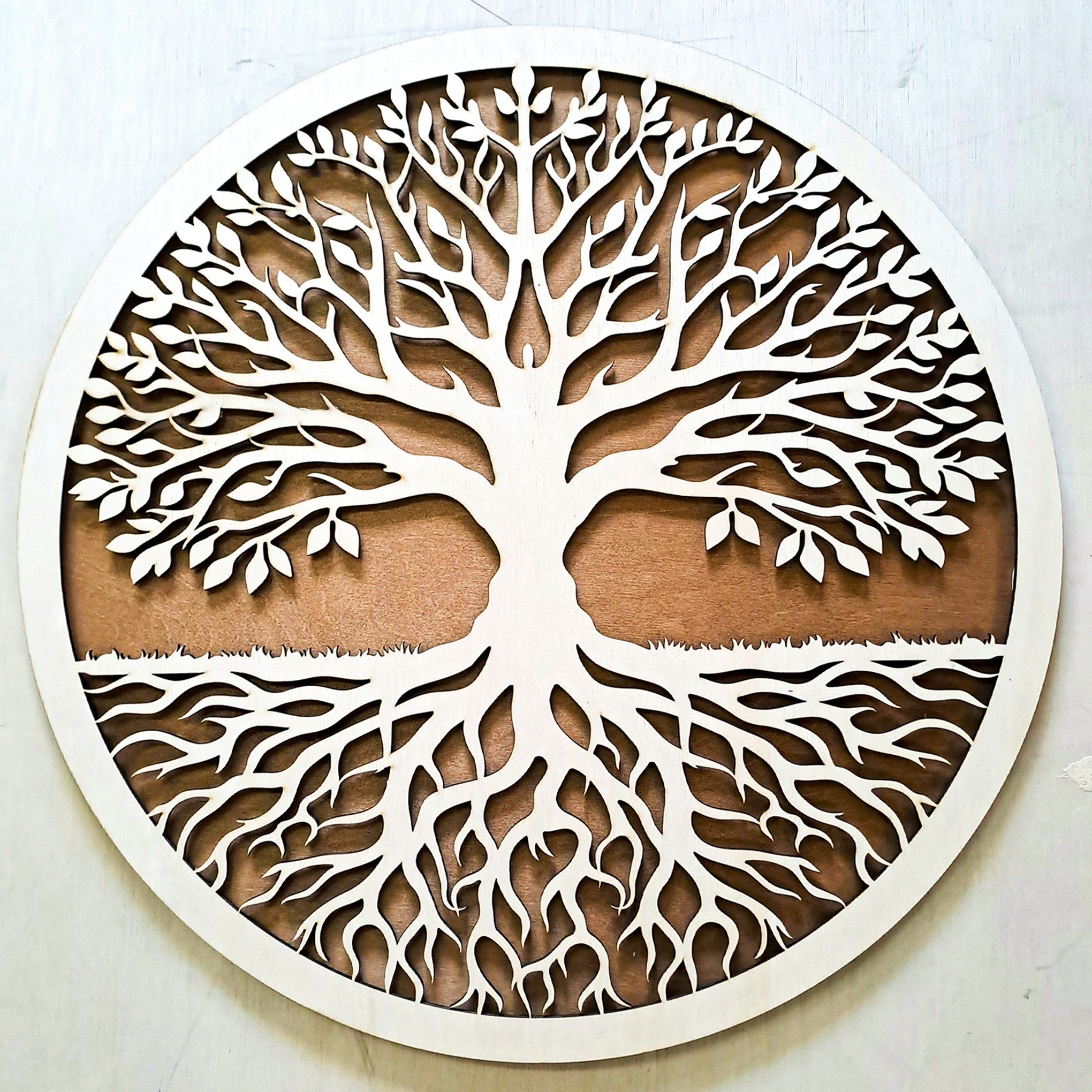 ORNAMENTI Wanddekoobjekt HANDMADE 3D WANDDEKO, Baum des Lebens, grosse moderne boho Holz (moderne Deko Anhanger, Wandsculptur, Holzbild, geschnitz Wandrelief, stilvolle Wanddekoration, Wandpaneel, Ornament, hingucker Wanddeko), Verzierung fur Zuhause, Wohnzimmer, Schlafzimmer, Wandkunst, 7 Größen