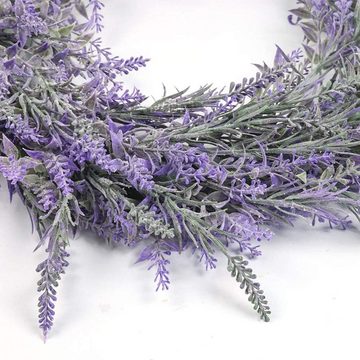 HIBNOPN Dekokranz Lavendel-Kranz für die Haustür 45 cm, künstlicher Frühlings-Kranz