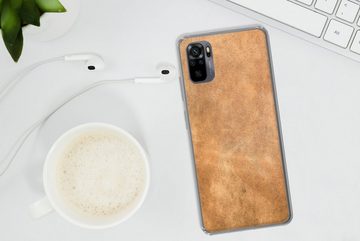 MuchoWow Handyhülle Leder - Strukturiert - Lederoptik - Braun, Phone Case, Handyhülle Xiaomi Redmi Note 10, Silikon, Schutzhülle