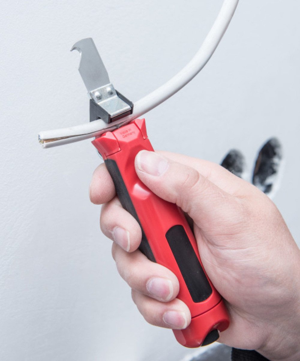 Connex Abisolierzange Abmantelmesser Entmanteler Messer mit Hakenklinge 4 - 28 mm Ø, 1-tlg., Stufenlos regulierbar, Bajonettverschluss
