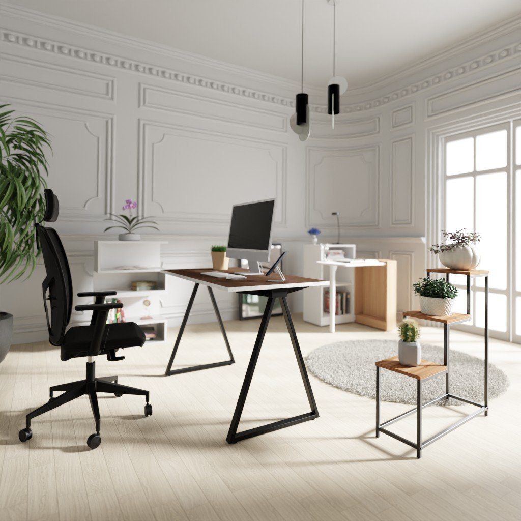 Home Schreibtisch Bürotisch, - LEVIRA Schreibtisch Dunkel II, Computertisch, Levira Wye Wengue Schwarz