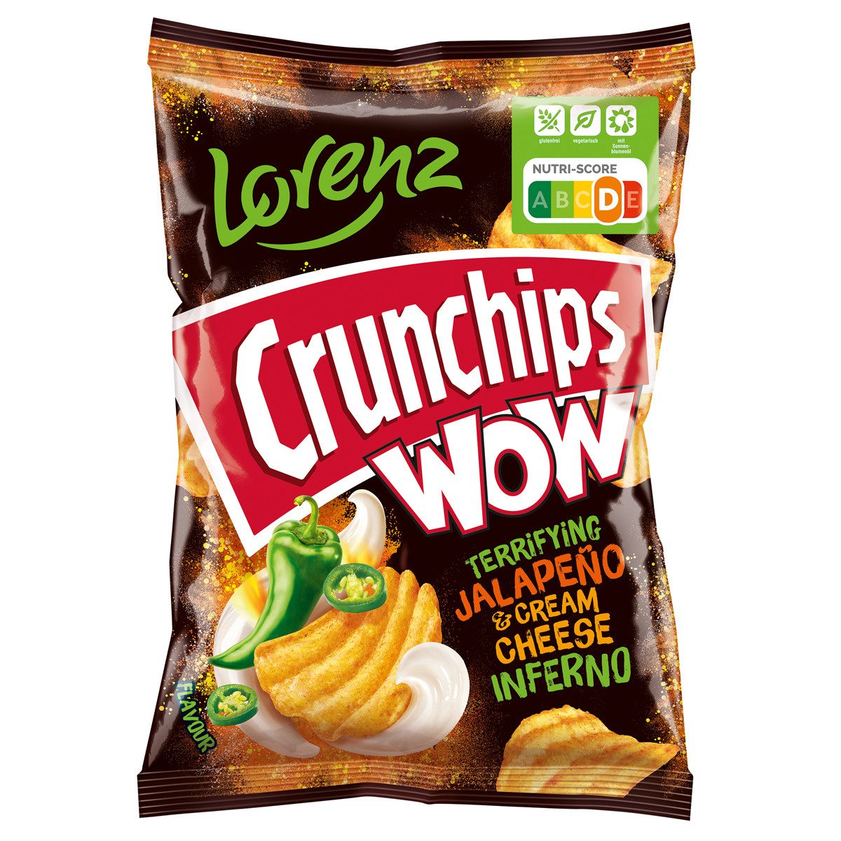 LORENZ Knabberei, Lorenz Crunchips WOW Jalapeno und Cream Cheese Kartoffelchips 110g