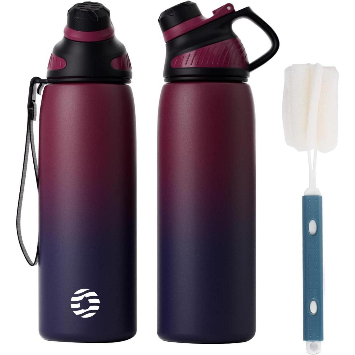 LuxusKollektion Thermoflasche Trinkflasche Edelstahl 1L Thermo Auslaufsicher Rot&lila 800 ml