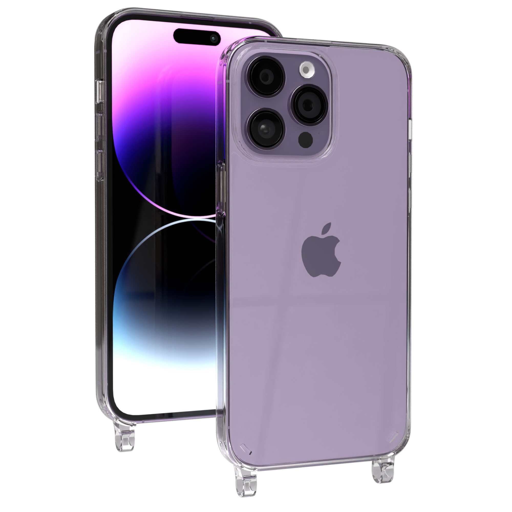 EAZY CASE Handykette Handyhülle für Handyketten mit Befestigungsösen 6,7 Zoll, Handyhülle aus Silikon, Backcover mit Ösen, Transparent