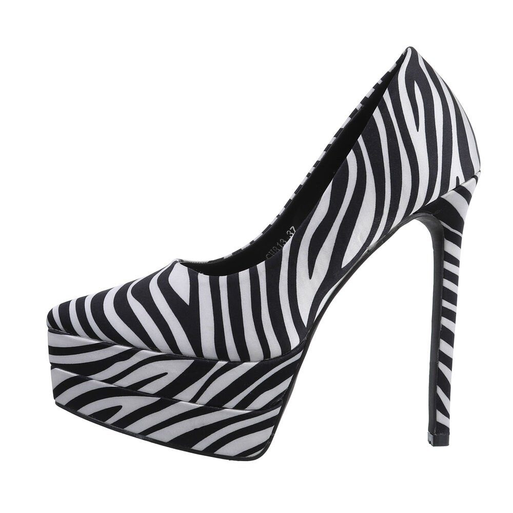 Ital-Design Damen Abendschuhe Party & Clubwear Plateaupumps Pfennig-/Stilettoabsatz High Heel Pumps in Weiß