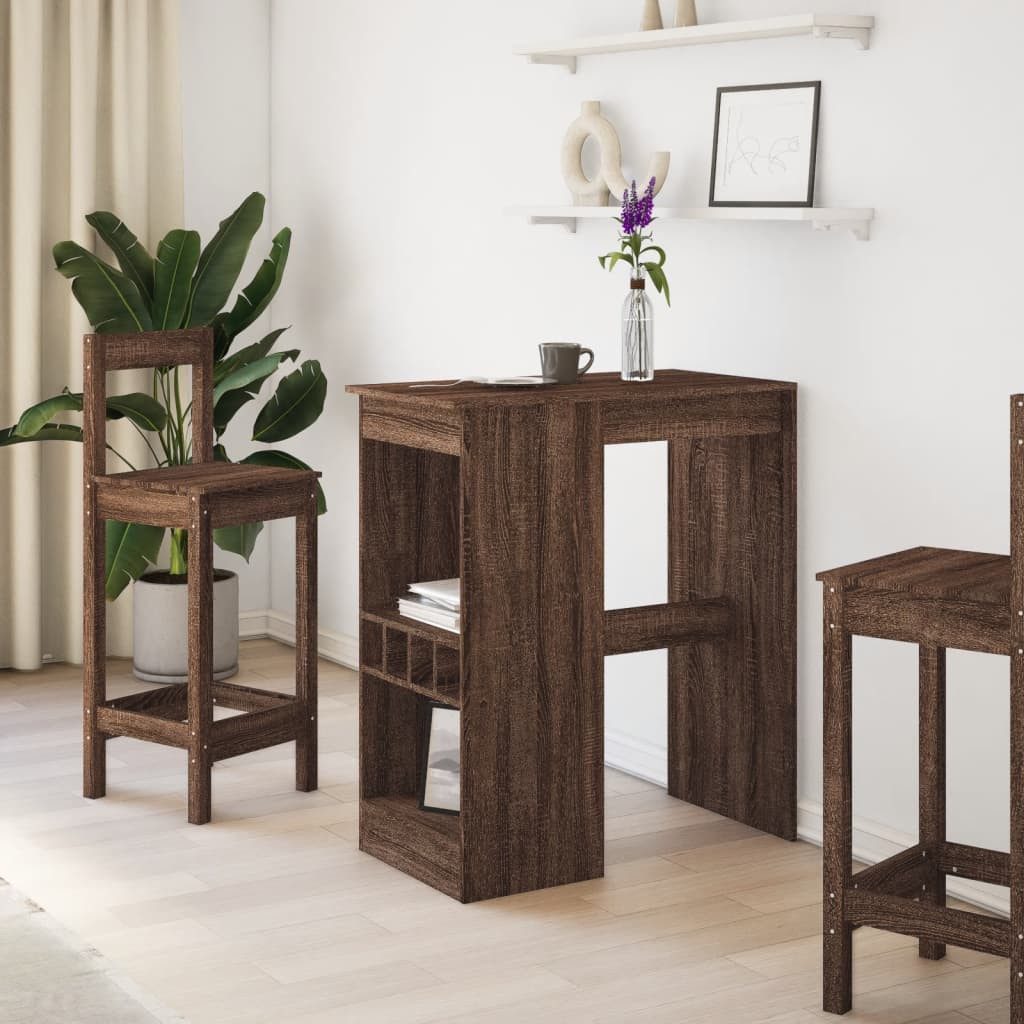 vidaXL Esstisch Bartisch mit Regal Braun günstig online kaufen