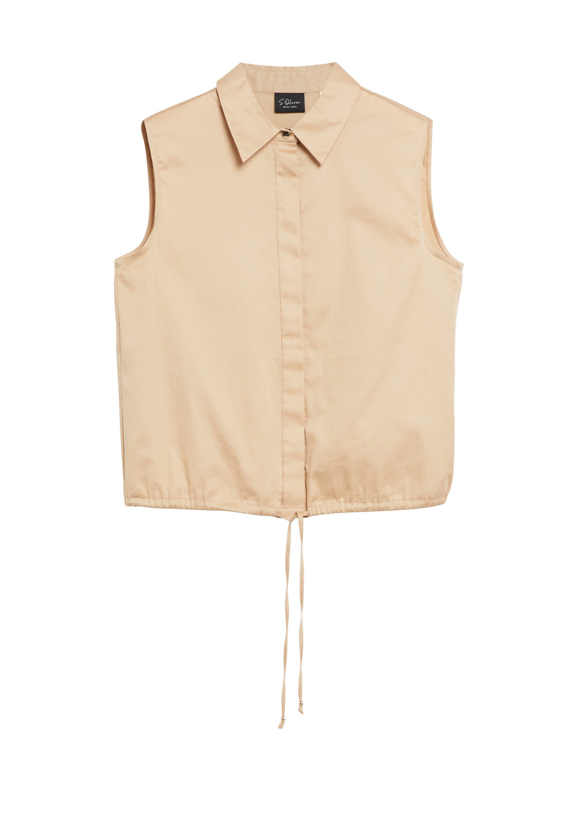 s.Oliver Blusentop Bluse Ärmellose Popeline-Bluse mit regulierbarem Saum