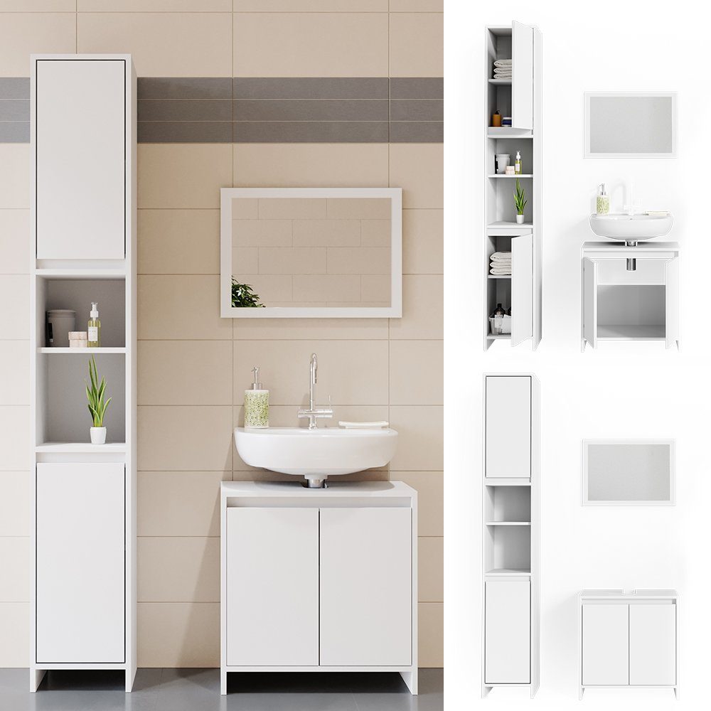 Vicco Badmöbel-Set Badezimmerset EMMA Weiß Set günstig online kaufen