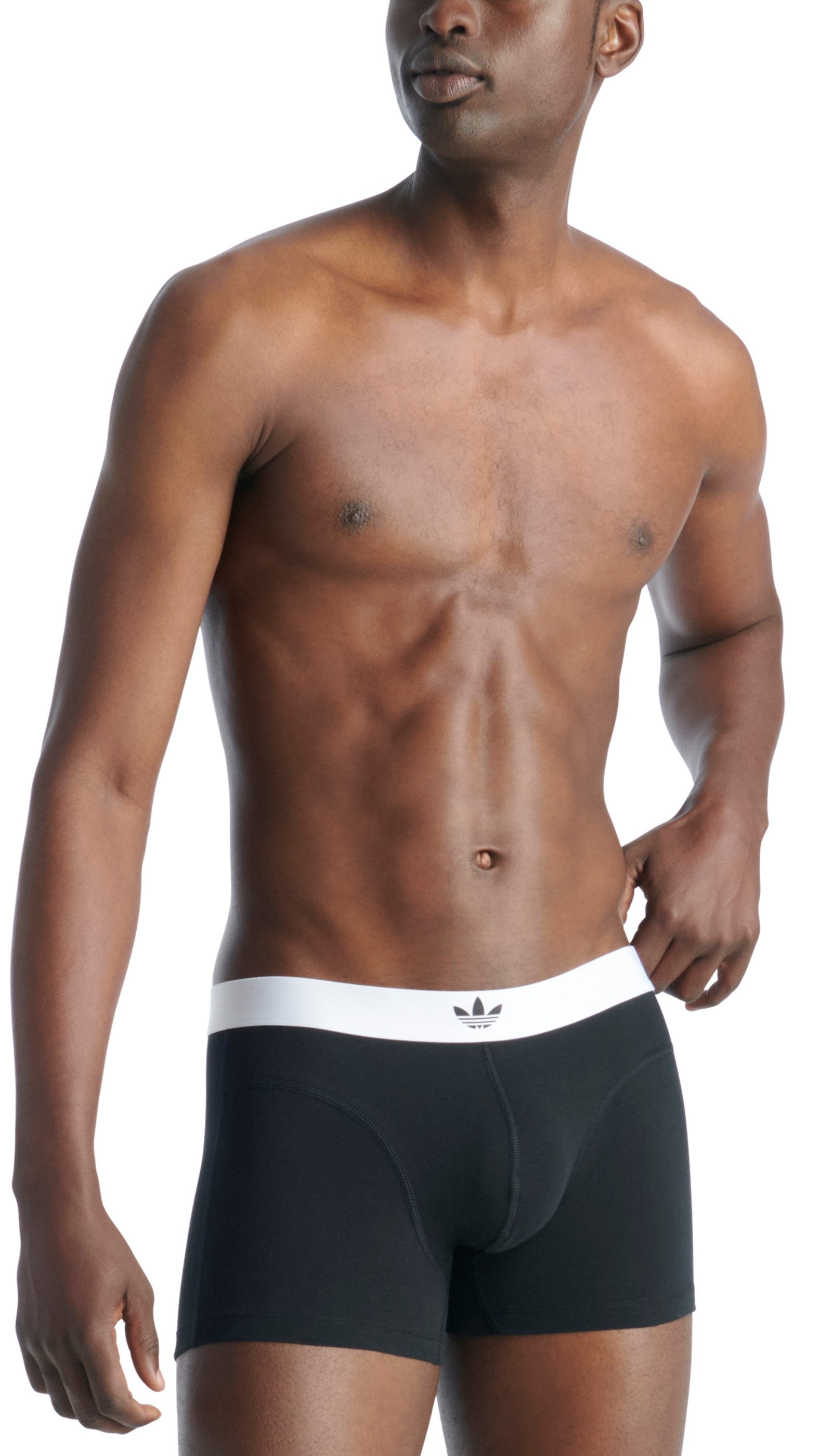 adidas Originals Trunk Comfort Flex Cotton Body Lines (2er Pack) ohne Eingriff, elastisch, atmungsaktiv, weich, Logo-Bund