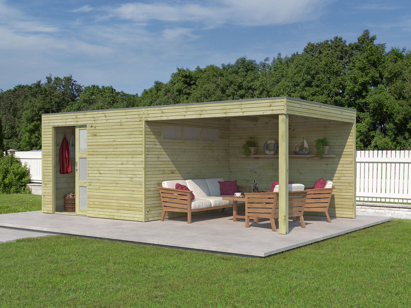 Thumbnail - Fjordholz Gartenhaus QBS-Line 9,00 m² + 300 cm Anbau