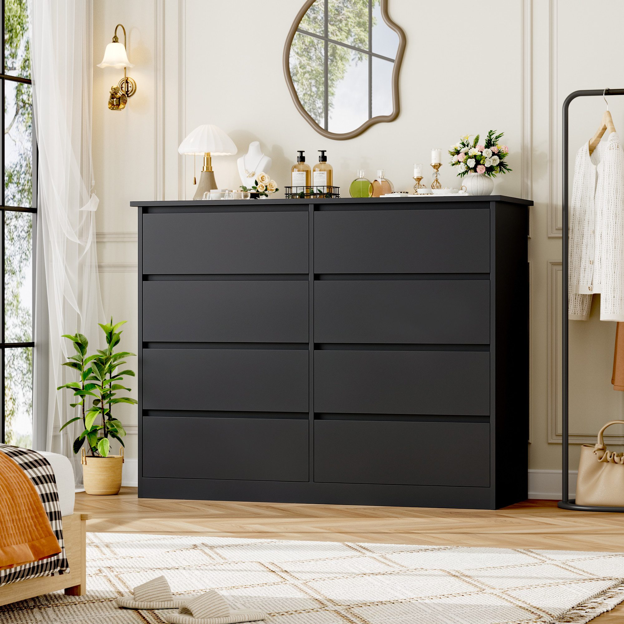 Homfa Kommode Sideboard Komodenschrank Schubladenkommode, mit 8 Schubladen, Breite 120cm Höhe 96cm