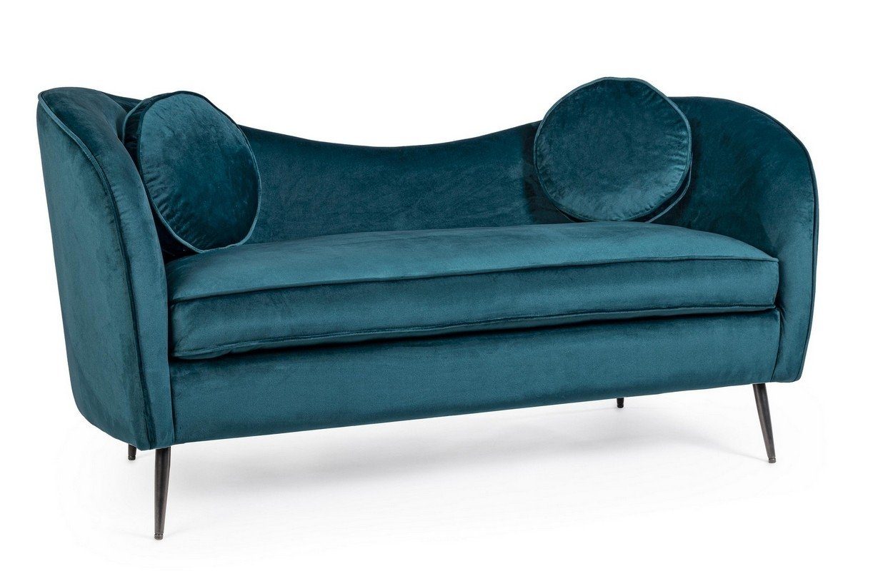 Natur24 Sofa Sofa Candis 163x80x71cm Polyester Blau Sofa Couch Polster