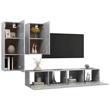 furnicato TV-Schrank 4-tlg. TV-Schrank-Set Betongrau Spanplatte