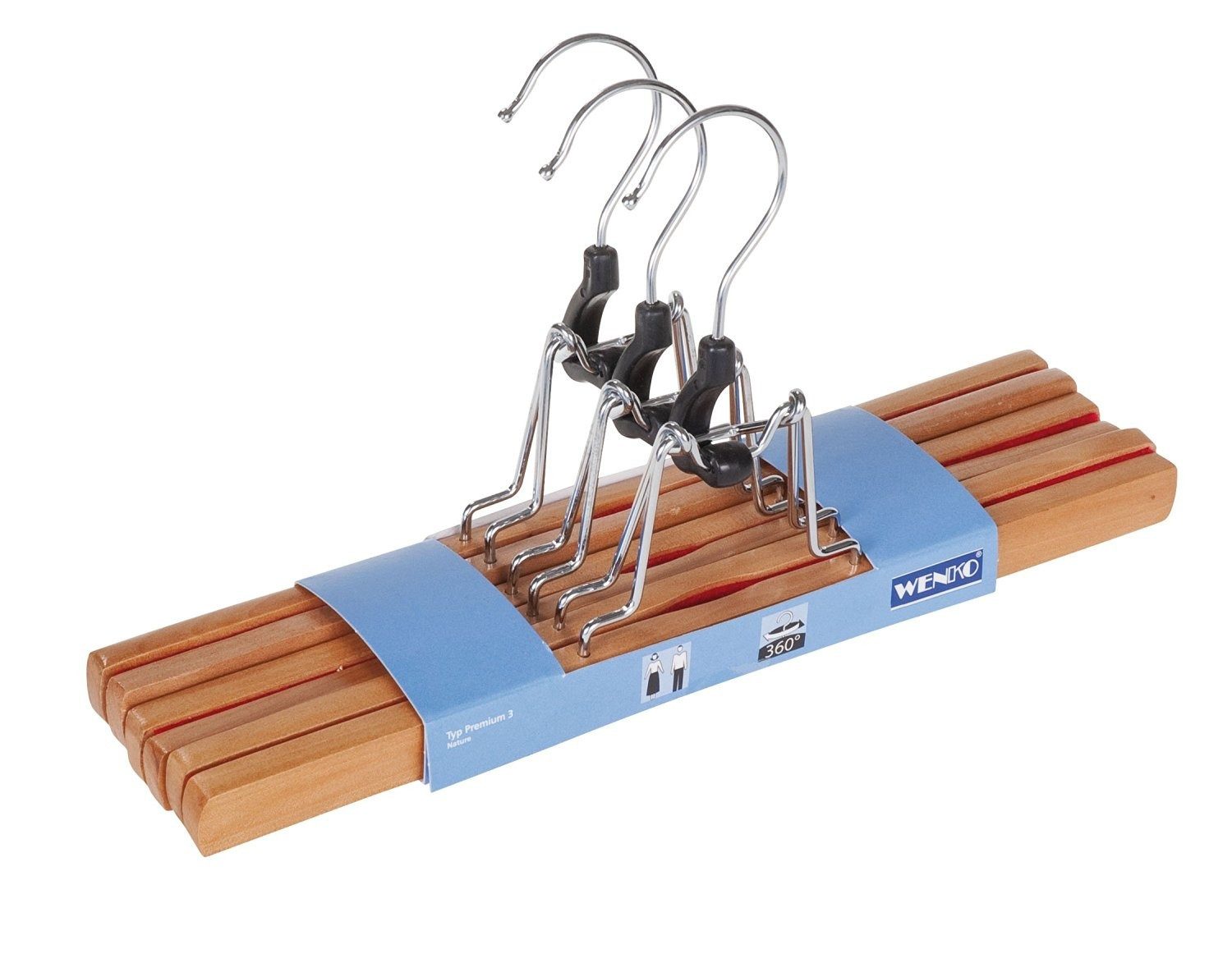 WENKO Kleiderbügel WENKO Hosenklemmbügel - 3er Set, (Set, 1-tlg)