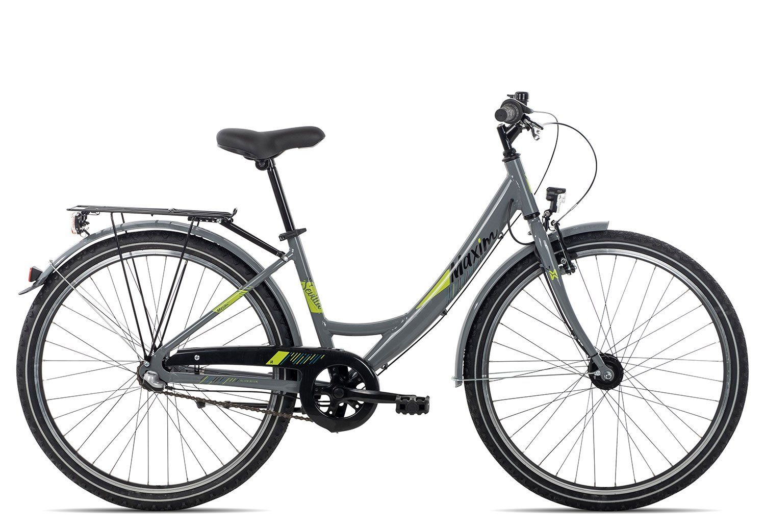 Maxim Kinderfahrrad Sevilla Alu 3 26 Wave, 3 Gang Shimano Nexus 3 Rücktritt Schaltwerk, Jugendfahrrad ab 26 Zoll schwarz/grau soul grey