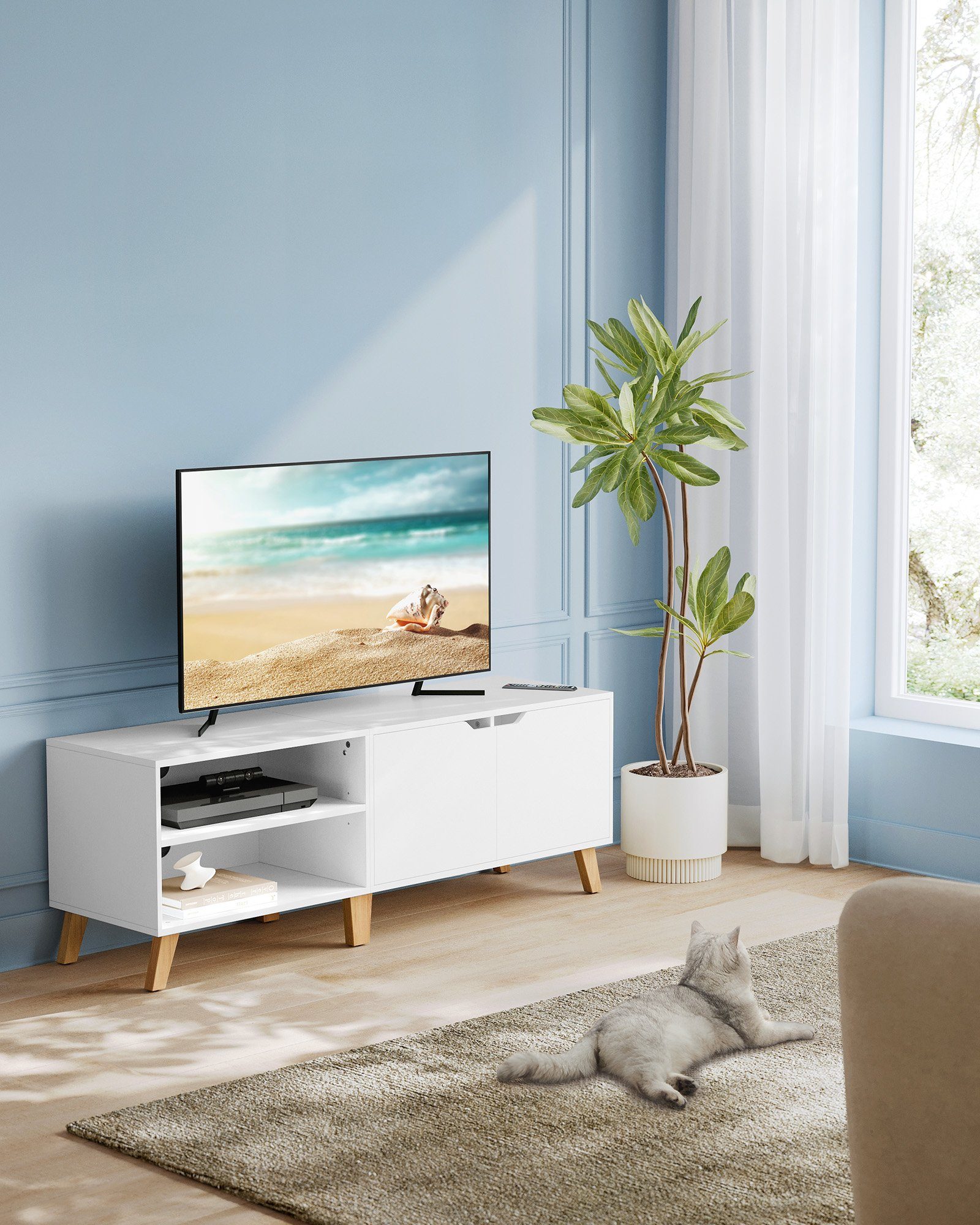 VASAGLE Lowboard TV-Schrank, Lange 140cm, für Fernseher bis zu 65 Zoll