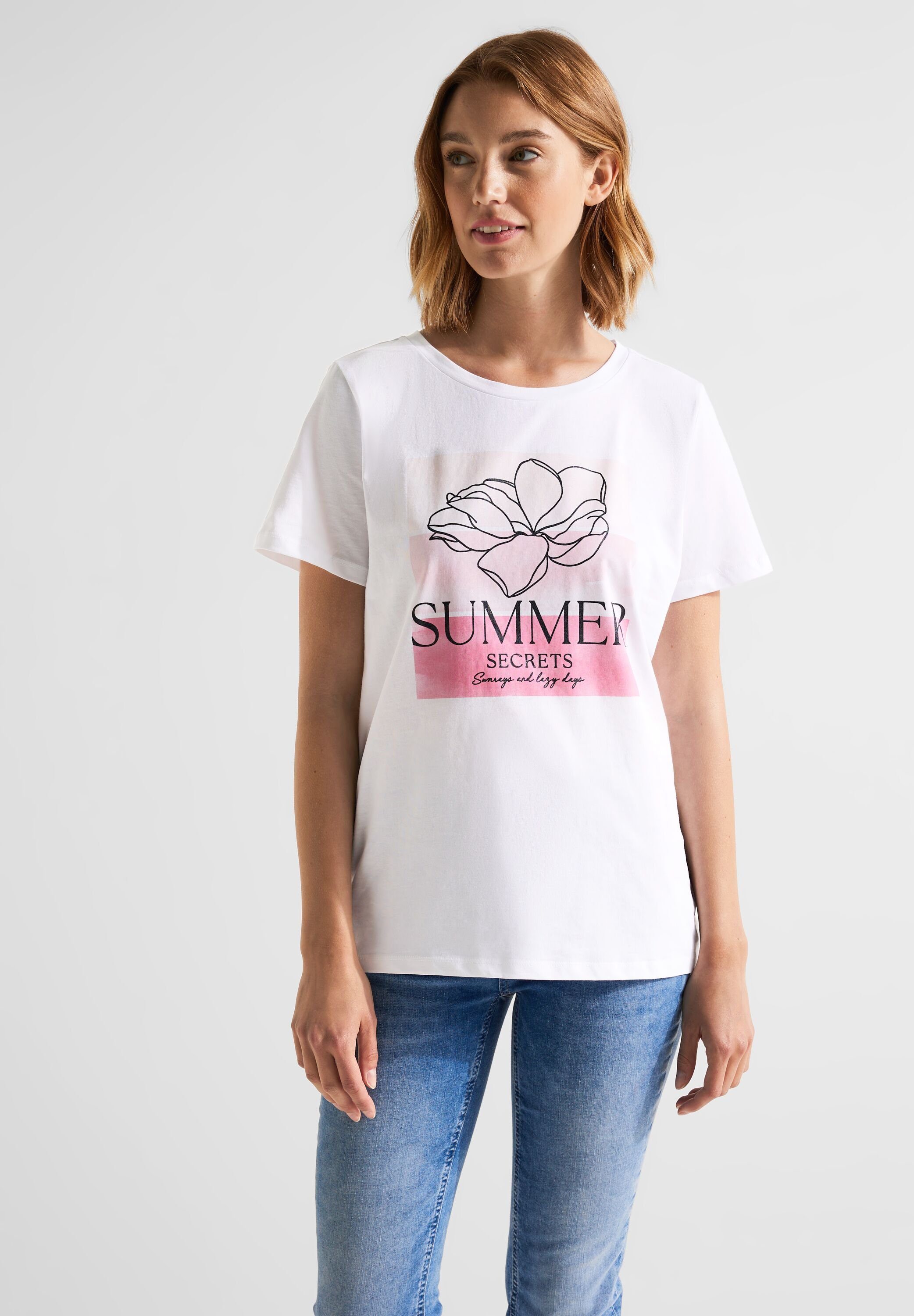 STREET ONE T-Shirt mit Rundhalsausschnitt berry rose