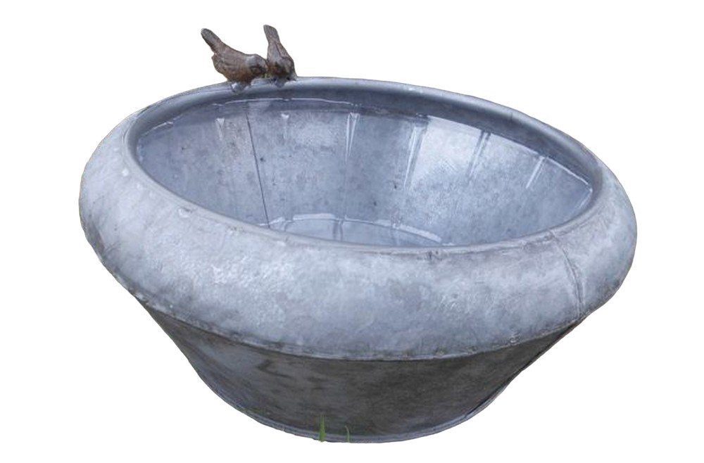 Deko-Impression Pflanzschale Runde Zinkschale Pflanzschale Zinkbottich Blumentopf Vogeltränke D 28 (1 St)