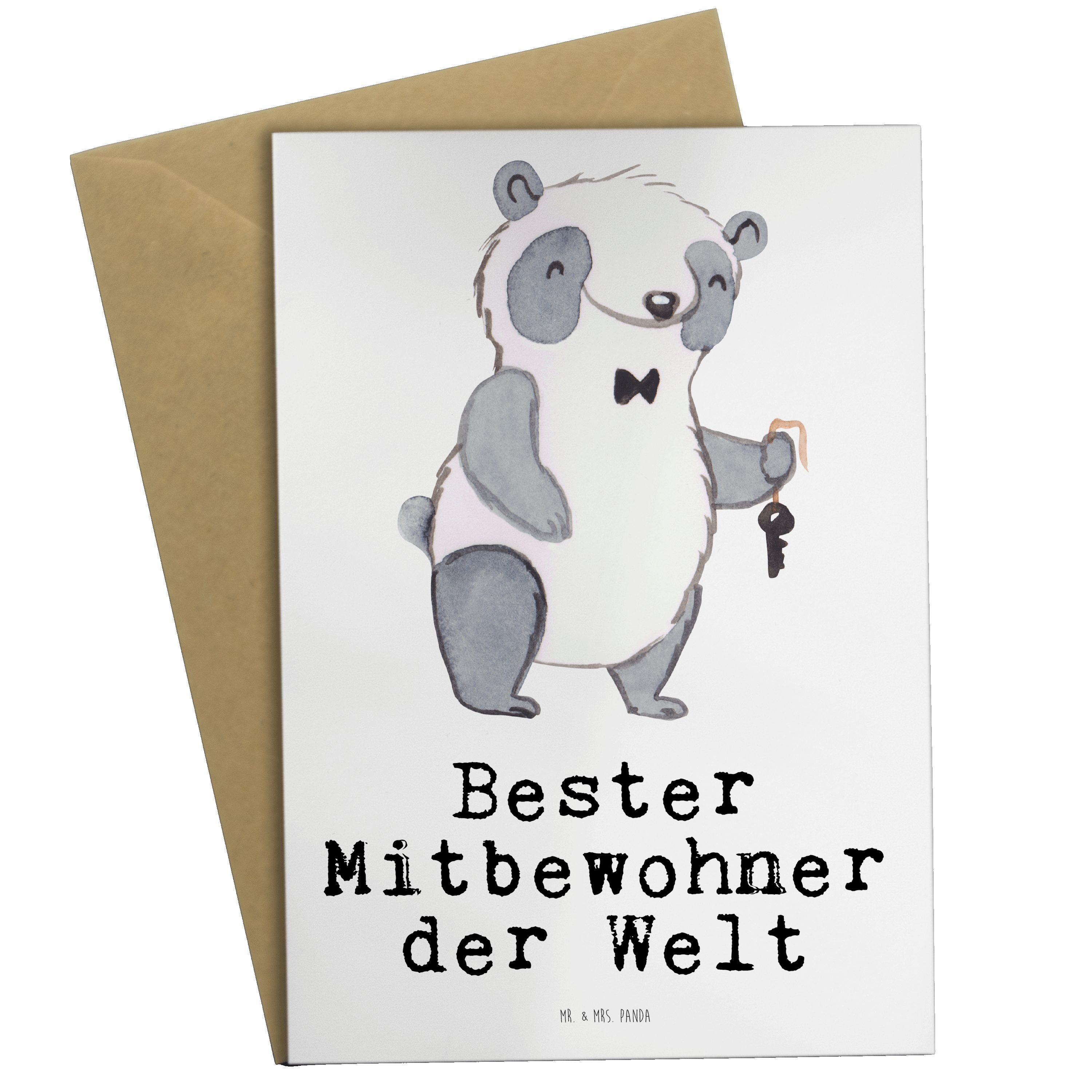 Mr. & Mrs. Panda Grußkarte Panda Bester Mitbewohner der Welt - Weiß - Geschenk, Zimmernachbar, F