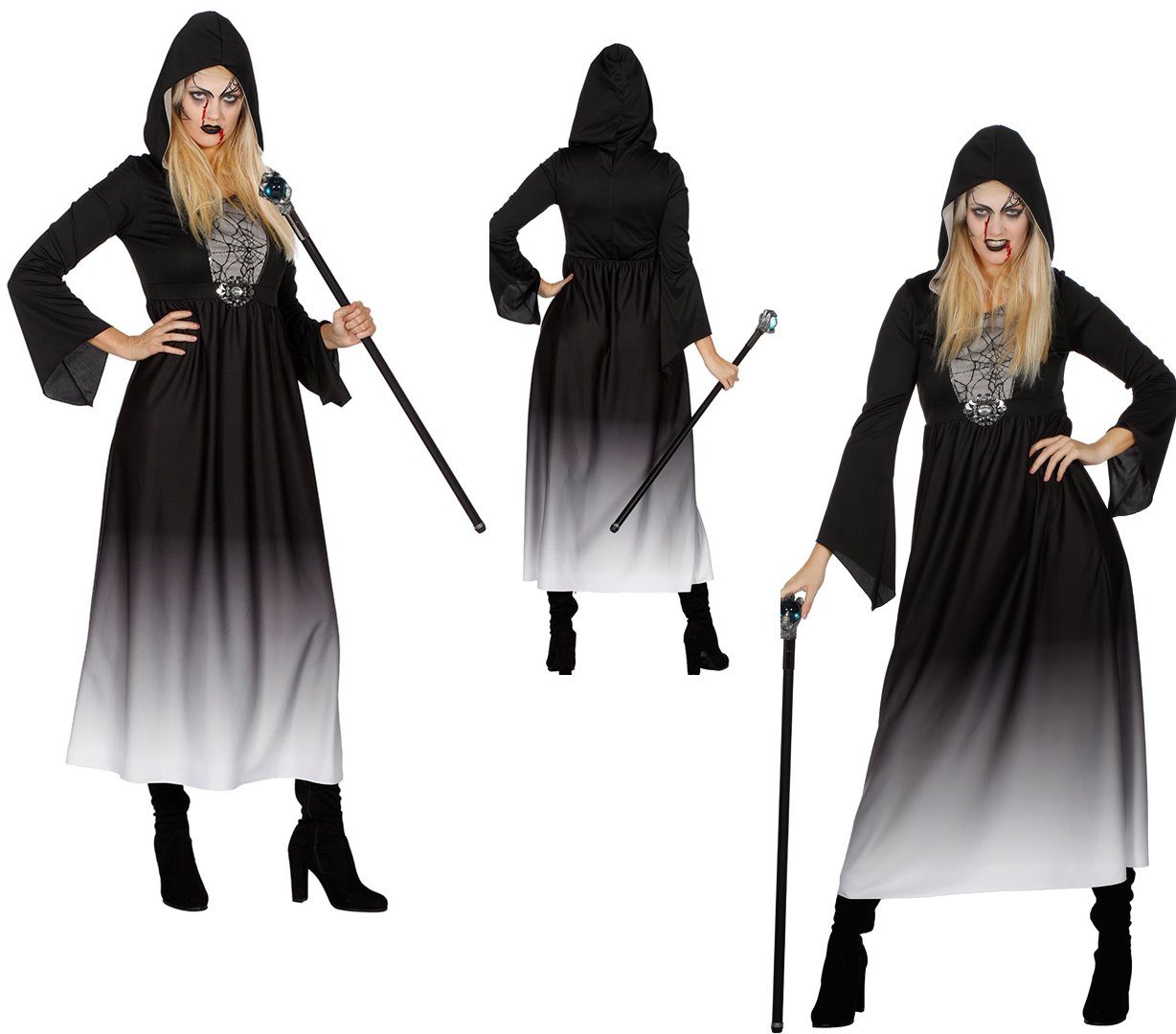 Wilbers Kostüm »Halloween Kleid mit Kapuze Gr. 36 - 48 von Wilbers -  Verkleidung Fasching Dame«