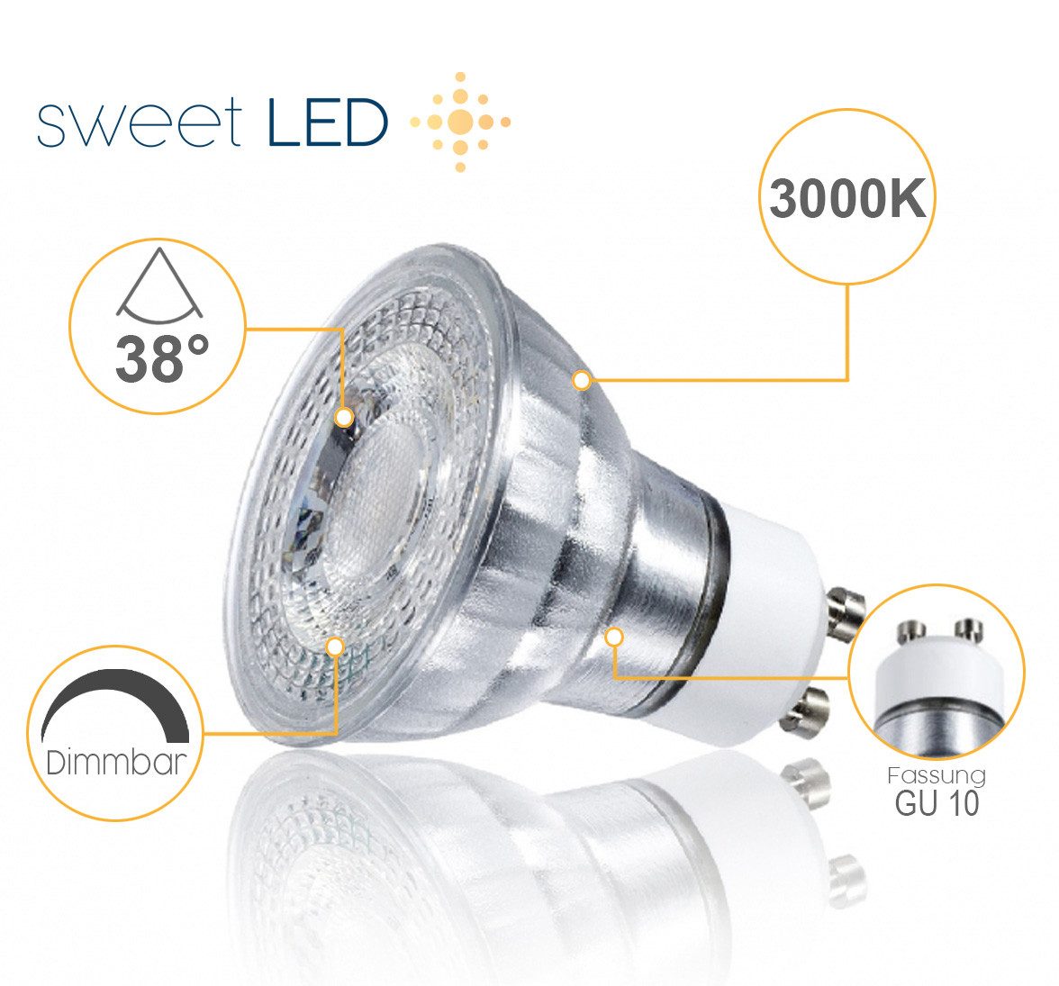 Sweet LED LED-Leuchtmittel 6er Pack GU10 Leuchtmittel 7W 530lm dimmbar, GU1 günstig online kaufen