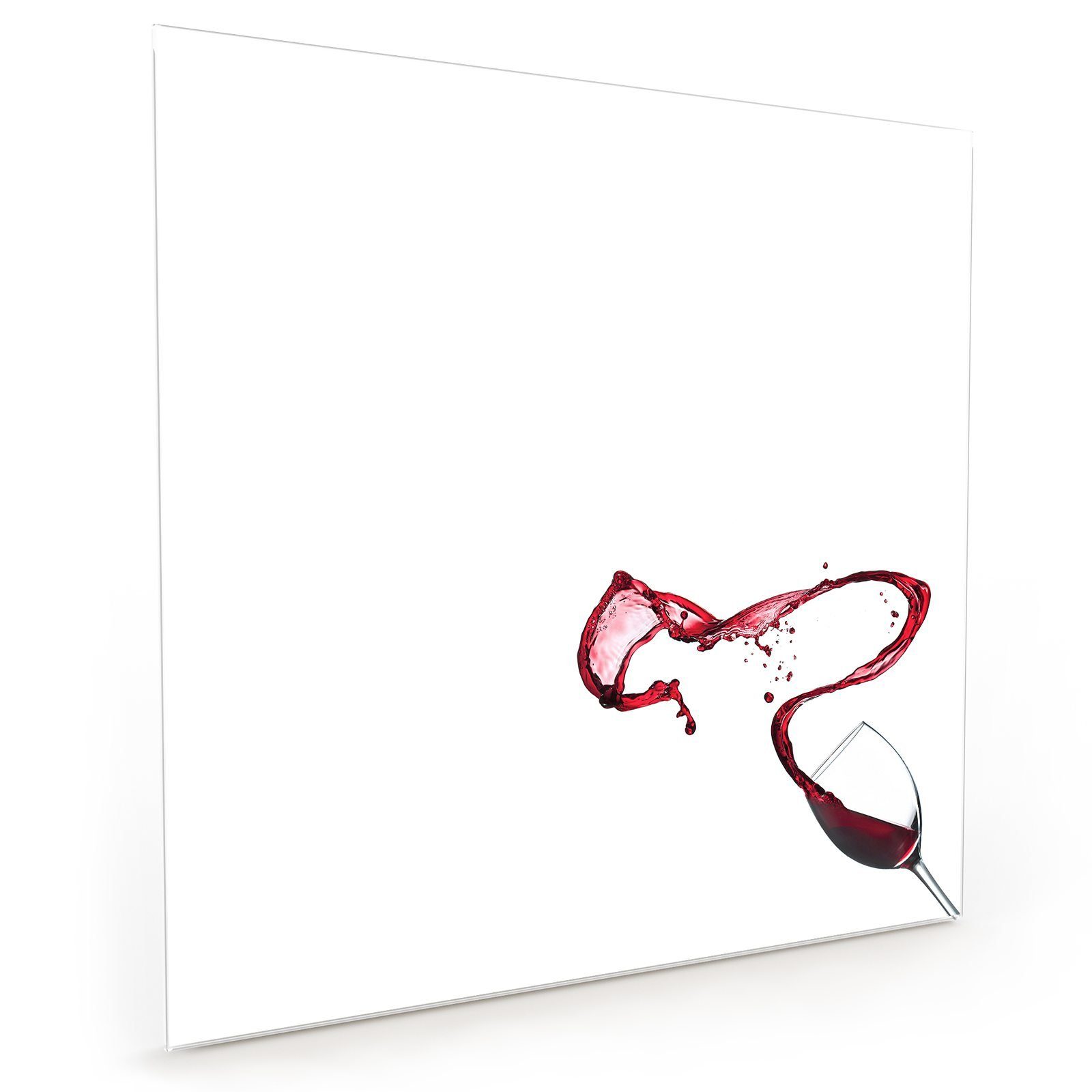 Primedeco Küchenrückwand Spritzschutz Glas Rotwein spritzt aus Glas