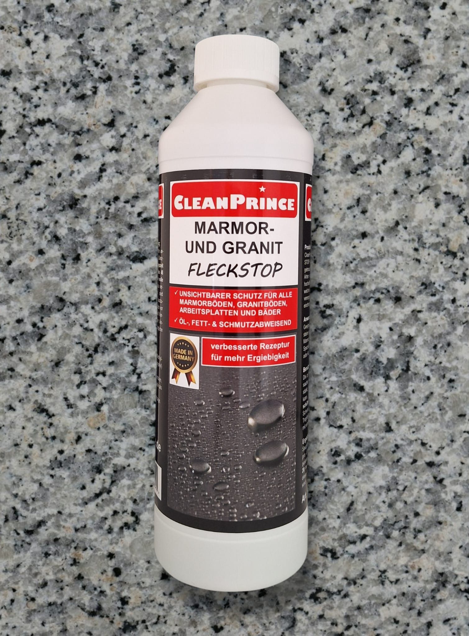 CleanPrince Marmor Granit Fleckstop, innen außen Naturstein-Imprägnierung