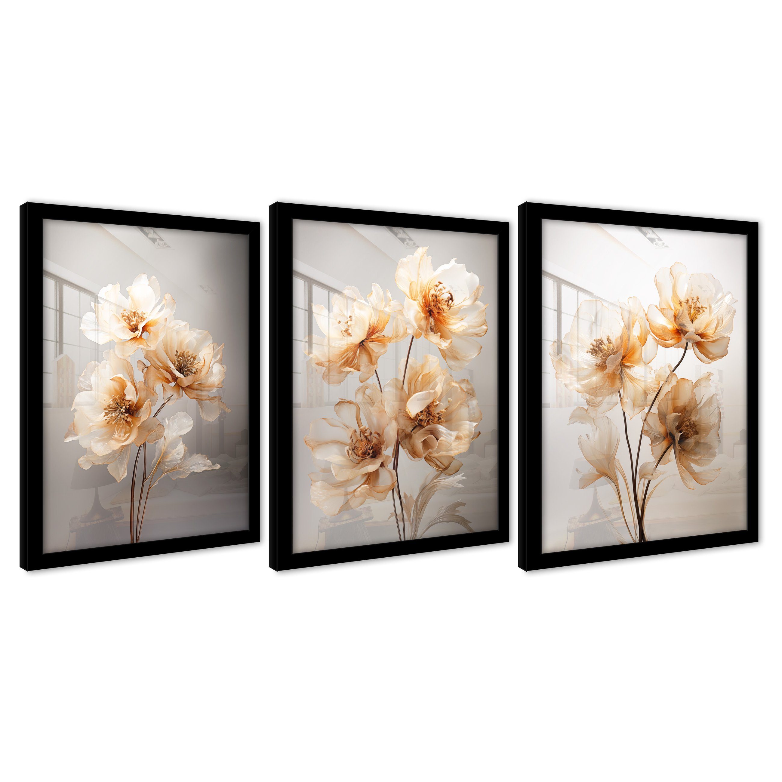 Wallarena Poster SET mit Rahmen Bilder Blumen Wohnzimmer Schlafzimmer Kunst günstig online kaufen