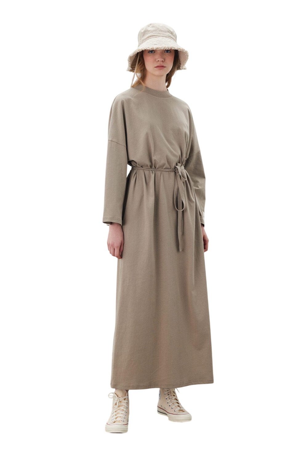 MANUKA Midikleid Oversized Langes Komfortkleid Schwarz