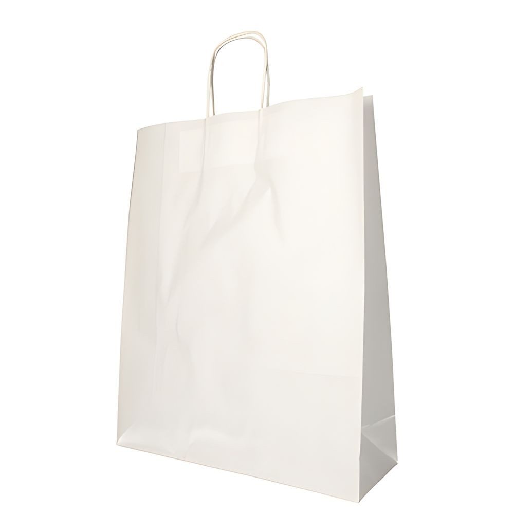 PAPSTAR Tragetasche 25x Tragetaschen Papier 40 x 32 x 12 cm weiss mit gedrehtem Tragegriff