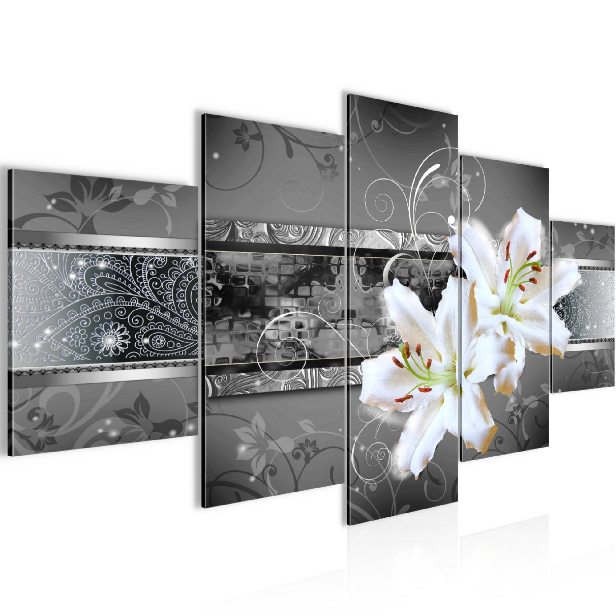 Runa Art Wandbild Blumen Lilien 200 x 100 cm 5 Teilig XXL Wanddekoration Design 206951c, 200L x 100B cm
